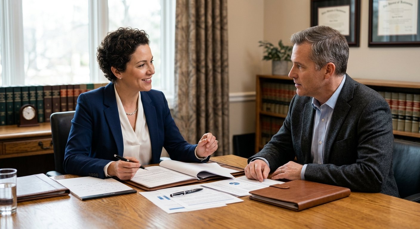 Attorney meeting with client